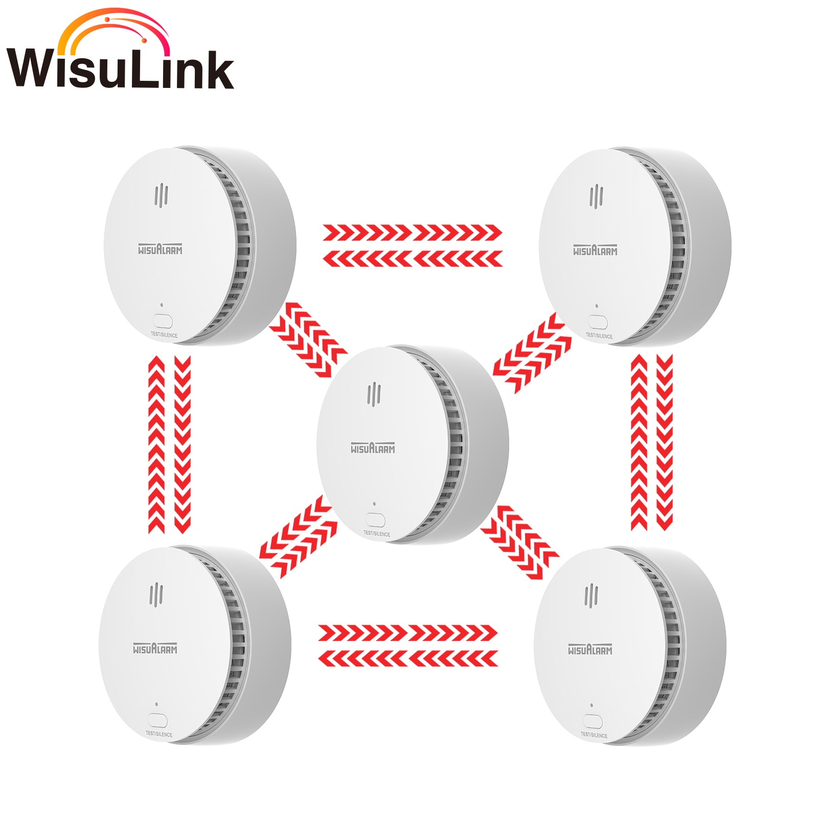 5pc interlinked smoke alarms