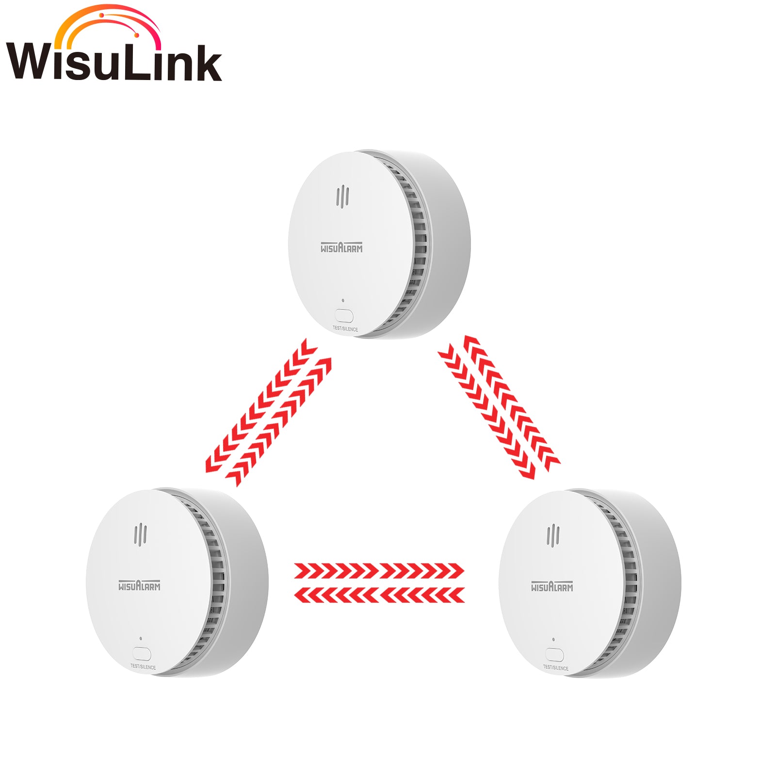 Wisualarm 3PC Interlinked Smoke Alarms